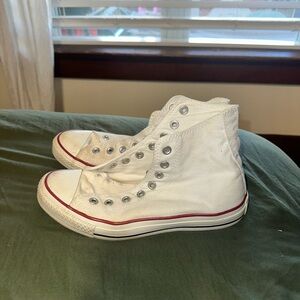 Converse Classic White High-Tops with Red Trim